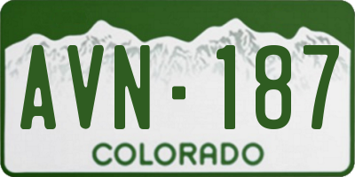 CO license plate AVN187