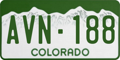 CO license plate AVN188