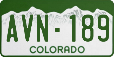 CO license plate AVN189