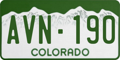 CO license plate AVN190