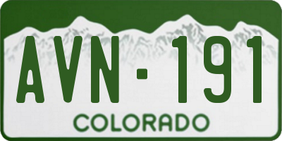 CO license plate AVN191