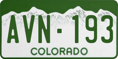 CO license plate AVN193