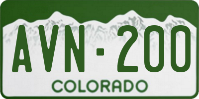 CO license plate AVN200