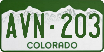 CO license plate AVN203