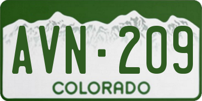 CO license plate AVN209