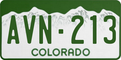 CO license plate AVN213