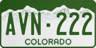 CO license plate AVN222