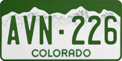 CO license plate AVN226