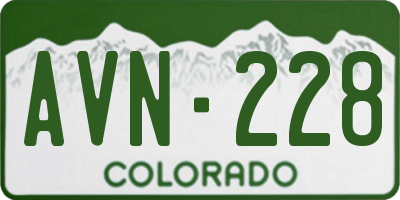 CO license plate AVN228