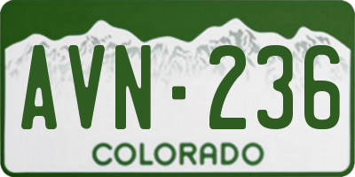 CO license plate AVN236