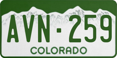 CO license plate AVN259