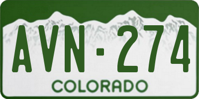 CO license plate AVN274