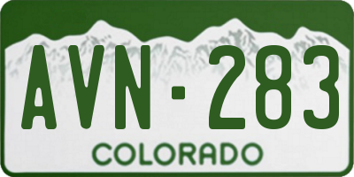 CO license plate AVN283