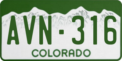 CO license plate AVN316