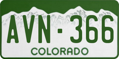 CO license plate AVN366
