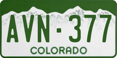 CO license plate AVN377