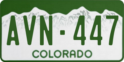 CO license plate AVN447