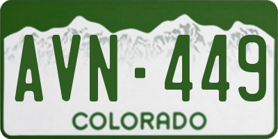 CO license plate AVN449