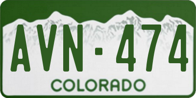CO license plate AVN474