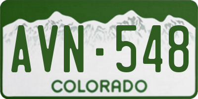 CO license plate AVN548