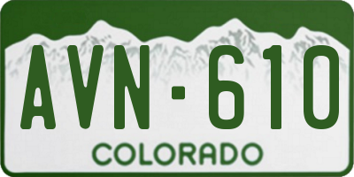 CO license plate AVN610