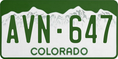CO license plate AVN647
