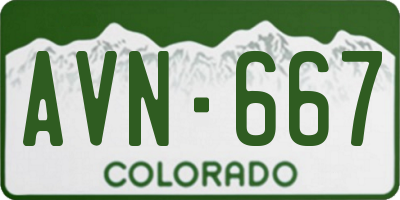 CO license plate AVN667