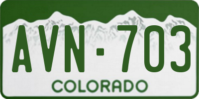CO license plate AVN703
