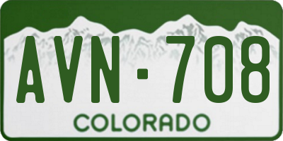 CO license plate AVN708