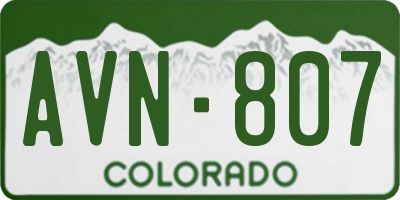 CO license plate AVN807