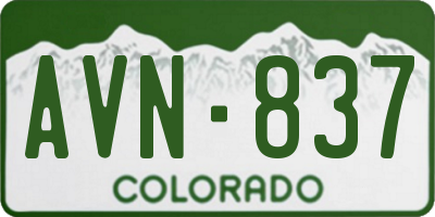 CO license plate AVN837