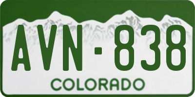 CO license plate AVN838