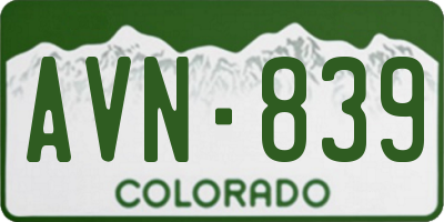 CO license plate AVN839