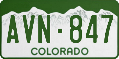 CO license plate AVN847