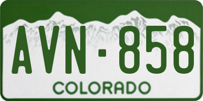 CO license plate AVN858