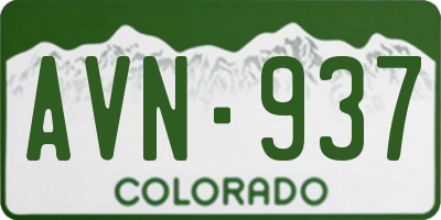 CO license plate AVN937