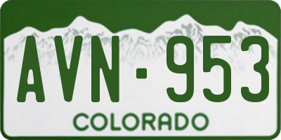 CO license plate AVN953