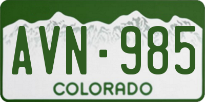 CO license plate AVN985