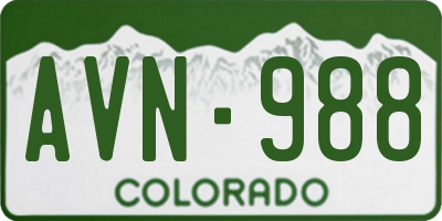 CO license plate AVN988