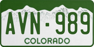 CO license plate AVN989
