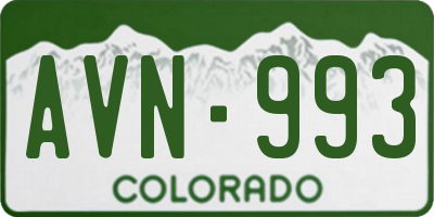 CO license plate AVN993