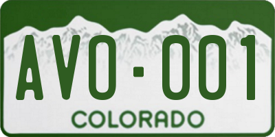 CO license plate AVO001