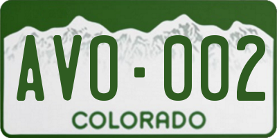 CO license plate AVO002