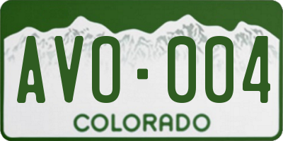 CO license plate AVO004