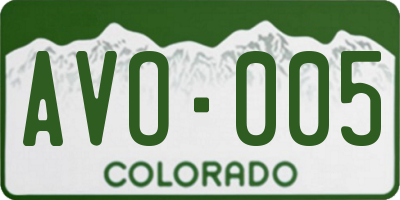 CO license plate AVO005