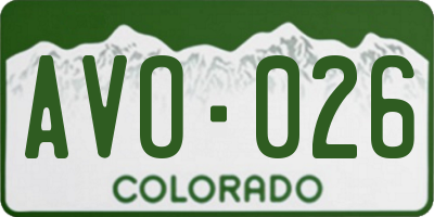 CO license plate AVO026