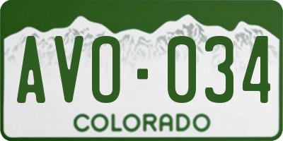 CO license plate AVO034