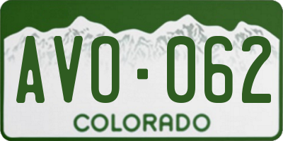 CO license plate AVO062