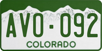 CO license plate AVO092