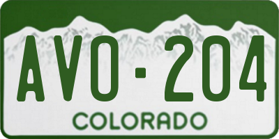 CO license plate AVO204